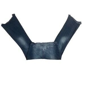 Vanilla Star Jeans Flare Leg Blue Denim Distressed Raw Hem Size 11
